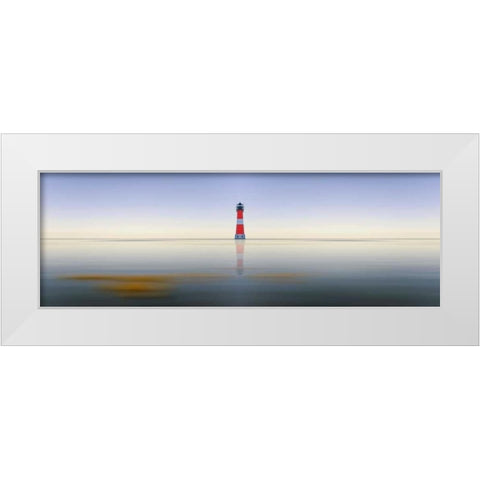 Leuchtturm Panorama White Modern Wood Framed Art Print by Rossmeissl, Gerhard