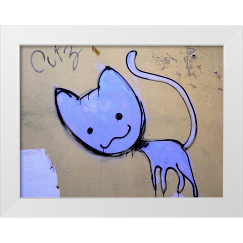 Katze 1 White Modern Wood Framed Art Print by Weissing, Gerd