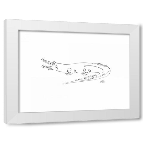 Crocodile White Modern Wood Framed Art Print by Mahdavi, Gholam Reza