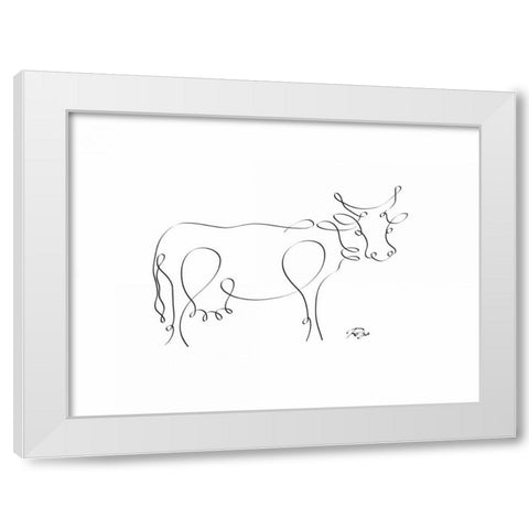 Cow White Modern Wood Framed Art Print by Mahdavi, Gholam Reza