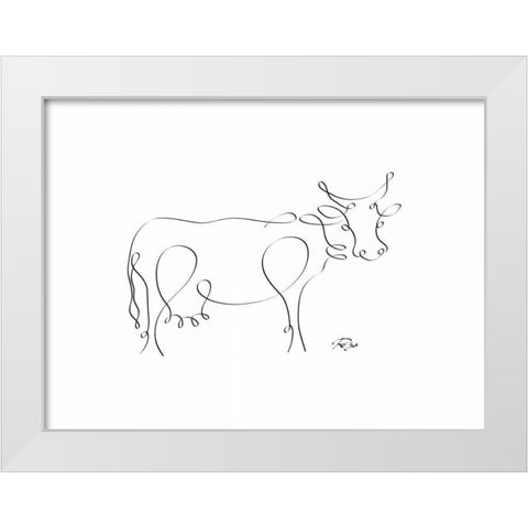 Cow White Modern Wood Framed Art Print by Mahdavi, Gholam Reza