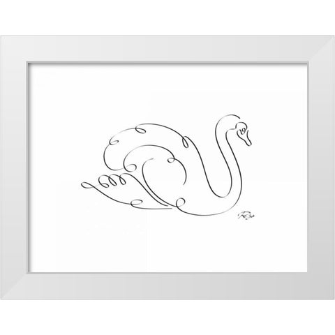 Swan White Modern Wood Framed Art Print by Mahdavi, Gholam Reza