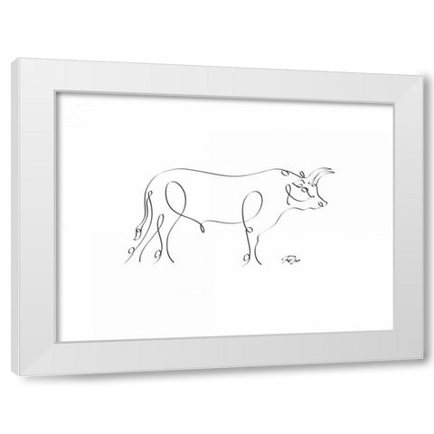 Bull White Modern Wood Framed Art Print by Mahdavi, Gholam Reza