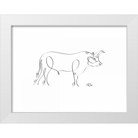 Bull White Modern Wood Framed Art Print by Mahdavi, Gholam Reza