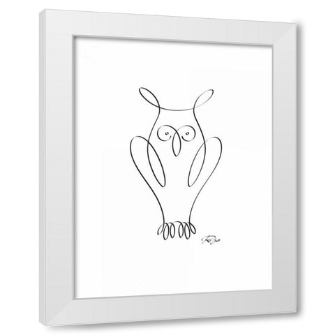 Owl White Modern Wood Framed Art Print by Mahdavi, Gholam Reza