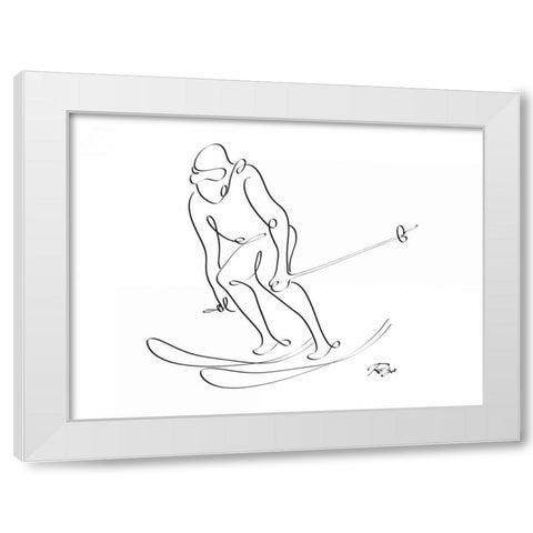 Skier White Modern Wood Framed Art Print by Mahdavi, Gholam Reza