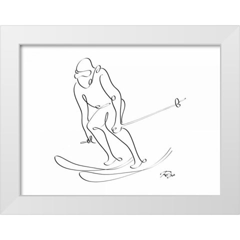 Skier White Modern Wood Framed Art Print by Mahdavi, Gholam Reza