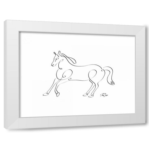 Horse White Modern Wood Framed Art Print by Mahdavi, Gholam Reza