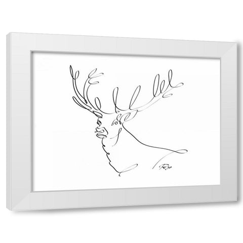 Deer White Modern Wood Framed Art Print by Mahdavi, Gholam Reza
