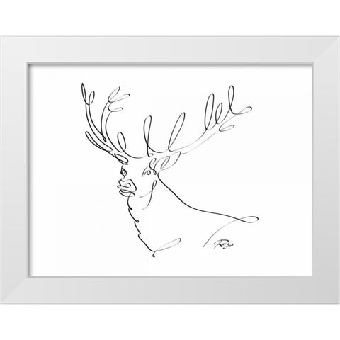 Deer White Modern Wood Framed Art Print by Mahdavi, Gholam Reza