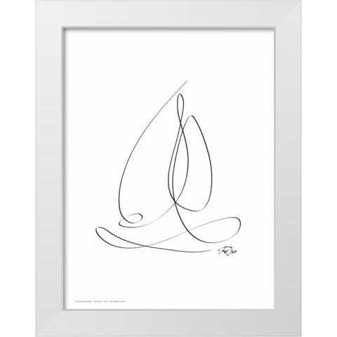 Sailboat White Modern Wood Framed Art Print by Mahdavi, Gholam Reza