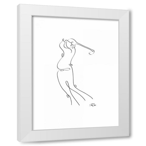 Golfer White Modern Wood Framed Art Print by Mahdavi, Gholam Reza