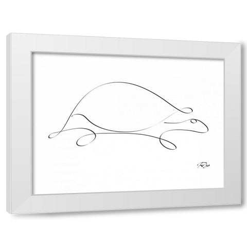 Turtle White Modern Wood Framed Art Print by Mahdavi, Gholam Reza