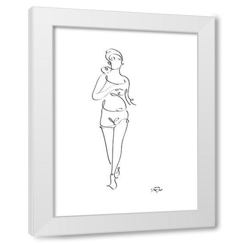 Runner White Modern Wood Framed Art Print by Mahdavi, Gholam Reza