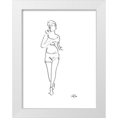 Runner White Modern Wood Framed Art Print by Mahdavi, Gholam Reza