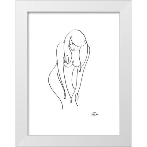 Naked I White Modern Wood Framed Art Print by Mahdavi, Gholam Reza