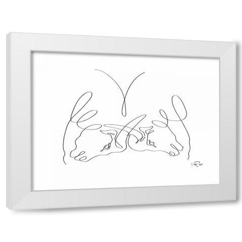 Bulls White Modern Wood Framed Art Print by Mahdavi, Gholam Reza