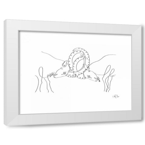 Capricorn White Modern Wood Framed Art Print by Mahdavi, Gholam Reza