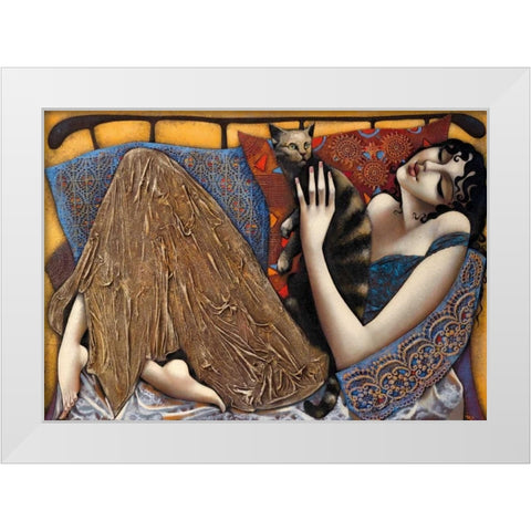 Play White Modern Wood Framed Art Print by Tsantekidou, Rose