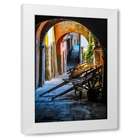 Marktkarren White Modern Wood Framed Art Print by Greiling, Jurgen