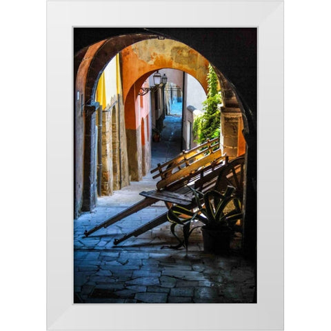 Marktkarren White Modern Wood Framed Art Print by Greiling, Jurgen