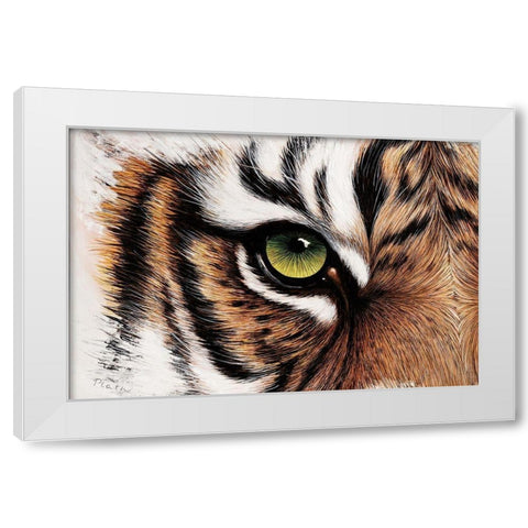 Tiger Augenblick White Modern Wood Framed Art Print by Plath, Jutta