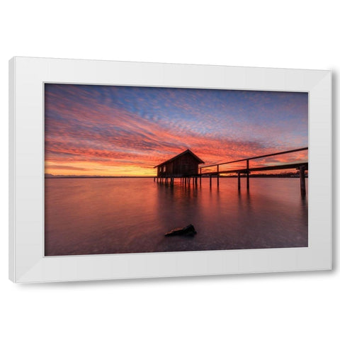 Sonnenuntergang am Ammersee White Modern Wood Framed Art Print by Scholz, Markus