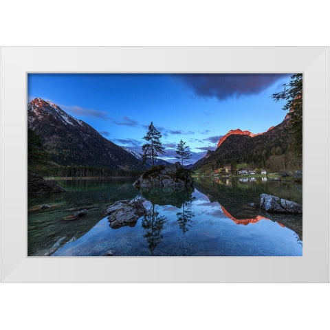 Morgens am Hintersee White Modern Wood Framed Art Print by Scholz, Markus