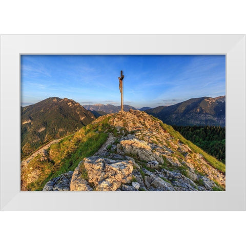 Abend am Kofel White Modern Wood Framed Art Print by Scholz, Markus