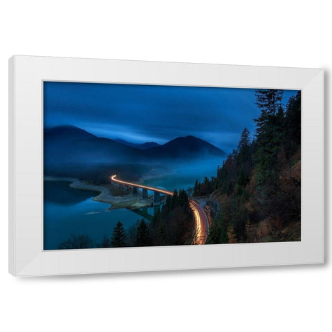Sylvensteinspeicher bei Nacht White Modern Wood Framed Art Print by Scholz, Markus