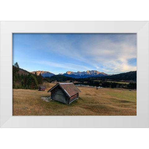Der Geroldsee in Bayern White Modern Wood Framed Art Print by Scholz, Markus