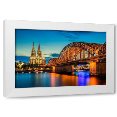 KÃ¶ln - Dom Sunset White Modern Wood Framed Art Print by Abid, Michael