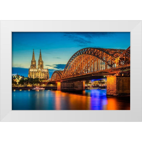 KÃ¶ln - Dom Sunset White Modern Wood Framed Art Print by Abid, Michael