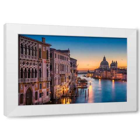 Sunrise at the Grand Canal White Modern Wood Framed Art Print by Abid, Michael