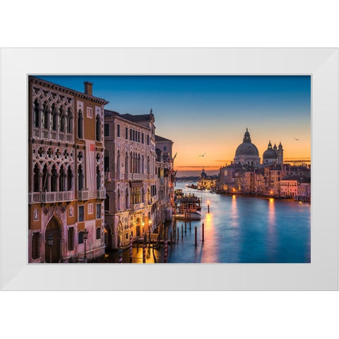 Sunrise at the Grand Canal White Modern Wood Framed Art Print by Abid, Michael