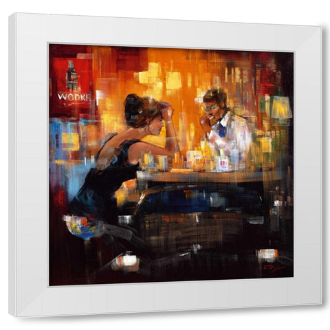 Bar Scene I White Modern Wood Framed Art Print by Madjid