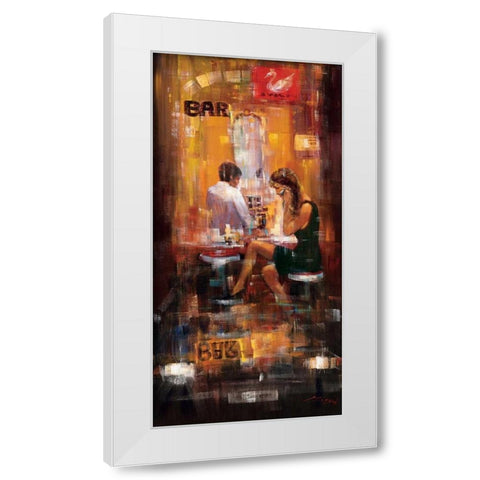 Bar Scene II White Modern Wood Framed Art Print by Madjid