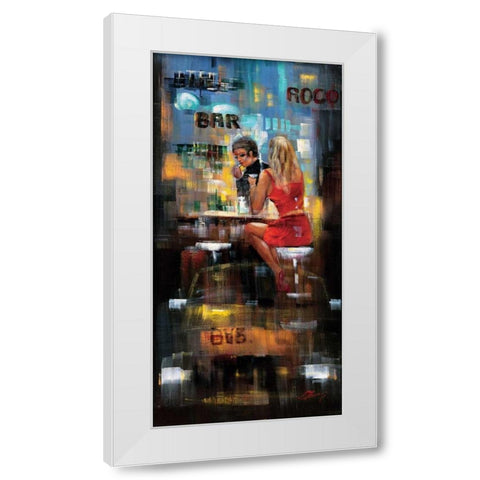 Bar Scene III White Modern Wood Framed Art Print by Madjid