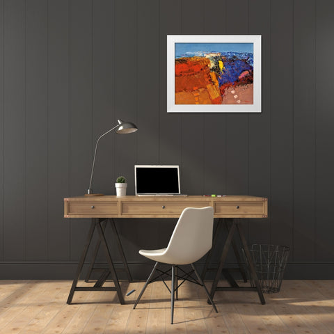 Dorf am Felsen White Modern Wood Framed Art Print by Madjid