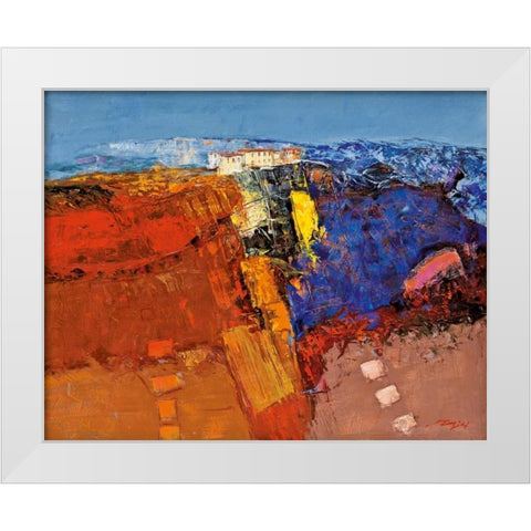 Dorf am Felsen White Modern Wood Framed Art Print by Madjid