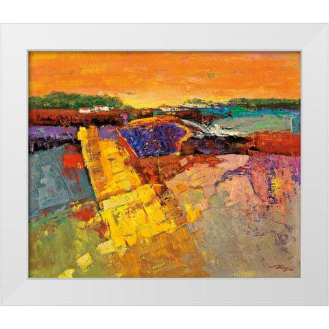 Lavendelfeld White Modern Wood Framed Art Print by Madjid