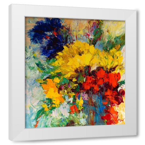Blumenfreude I White Modern Wood Framed Art Print by Madjid
