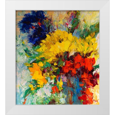Blumenfreude I White Modern Wood Framed Art Print by Madjid