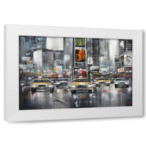 Taxi I White Modern Wood Framed Art Print by Madjid