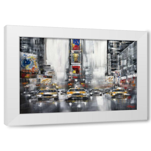 Taxi II White Modern Wood Framed Art Print by Madjid