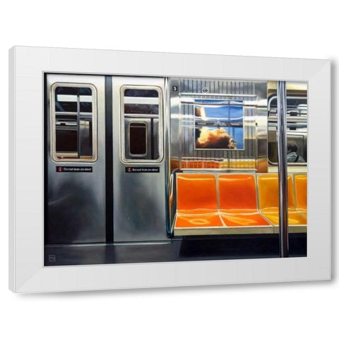 NYC Subway Reflections White Modern Wood Framed Art Print by Schuh, Michael