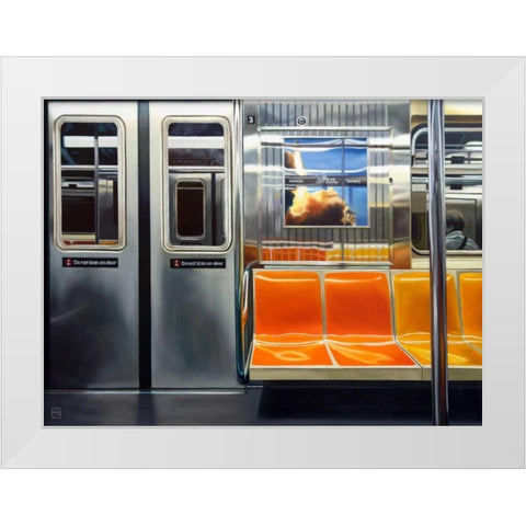NYC Subway Reflections White Modern Wood Framed Art Print by Schuh, Michael