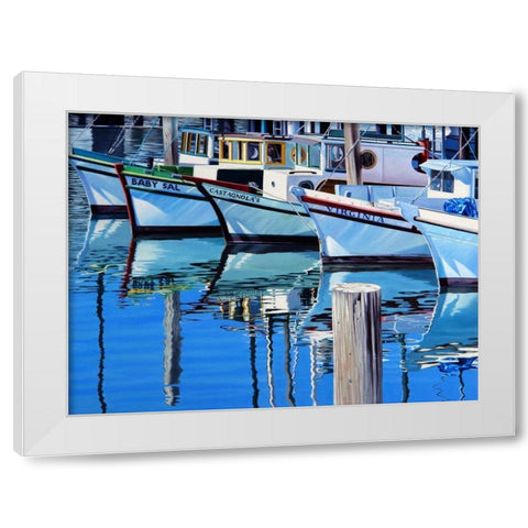Fishermans Wharf Reflections White Modern Wood Framed Art Print by Schuh, Michael
