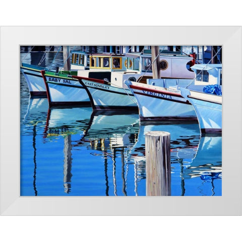 Fishermans Wharf Reflections White Modern Wood Framed Art Print by Schuh, Michael