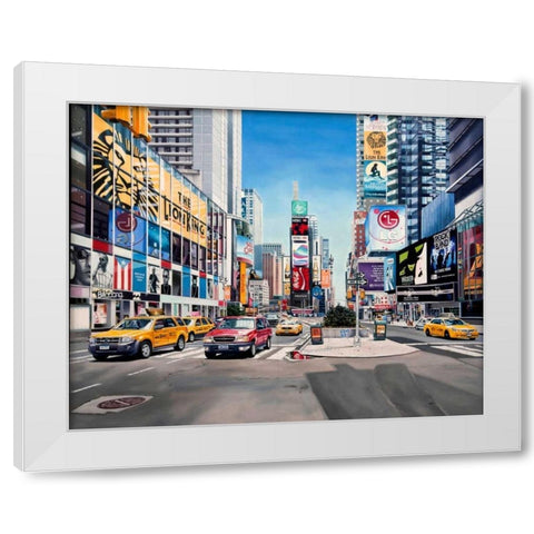 Time Square Reflections White Modern Wood Framed Art Print by Schuh, Michael